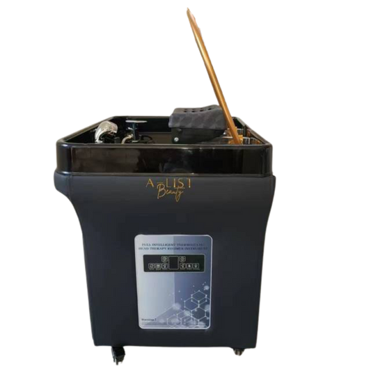 A List Beauty Head Spa Massagers Wholesale Salon Spa Equipment . Introducing our Ecstacy Portable Shampoo Basin, a game-changer in salon luxury. With a generous 60L water storage capacity, LED light, and innovative fumigation and heat-up process, this sink takes the ordinary shampoo routine to extraordinary heights.   Experience the ultimate comfort with our mobile lay-down design, providing your clients with unmatched relaxation during their visit.