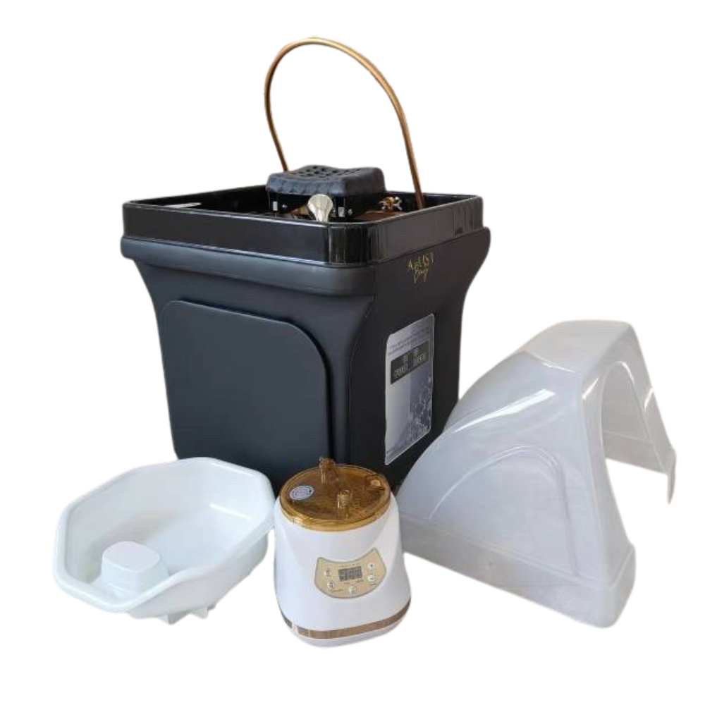 A List Beauty Head Spa Massager. With a generous 60L water storage capacity, LED light, and innovative fumigation and heat-up process, this sink takes the ordinary shampoo routine to extraordinary heights.   Experience the ultimate comfort with our mobile lay-down design, providing your clients with unmatched relaxation during their visit. Streamline your salon operations with the water circulation rack, promoting efficient water usage and sustainability.