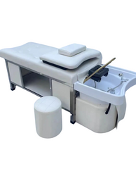 Shop Alist Beauty Conveniece Shampo Headspa Bed + Basin & Stool . The pinnacle of comfort and convenience for hair washing. Ideal for hair & beauty salons, hospitals, hotels and spas. Its sleek design and advanced features redefine the hair washing experience.  Acrylic Basin Made for Plumbing PU Leather with Metal Frame Bed Water Circulation Scalp Therapy Steam Fumigation Stool 110V Plug