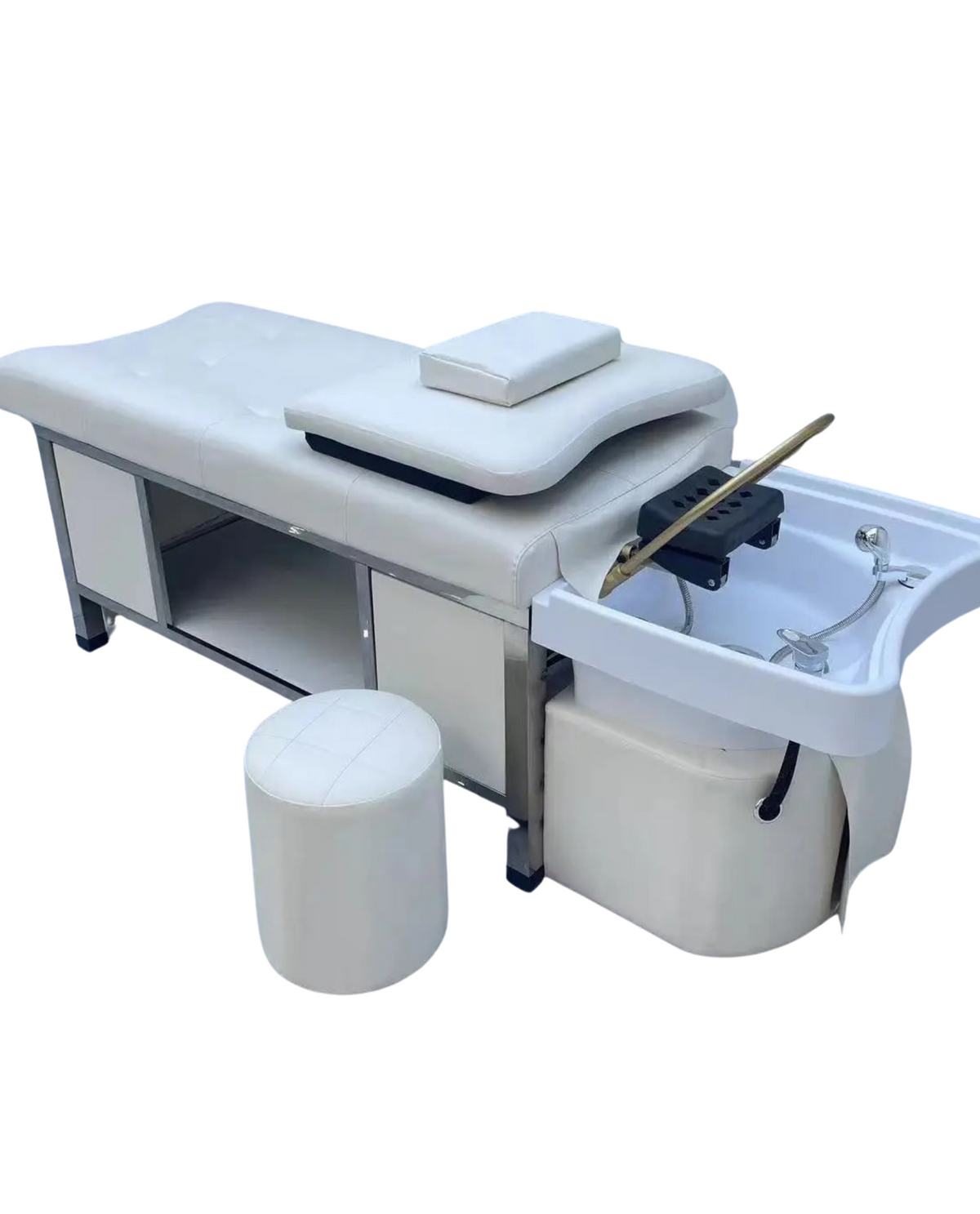 Shop Alist Beauty Conveniece Shampo Headspa Bed + Basin & Stool . The pinnacle of comfort and convenience for hair washing. Ideal for hair &amp; beauty salons, hospitals, hotels and spas. Its sleek design and advanced features redefine the hair washing experience.  Acrylic Basin Made for Plumbing PU Leather with Metal Frame Bed Water Circulation Scalp Therapy Steam Fumigation Stool 110V Plug